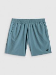 4F Spodenki treningowe szybkoschnące męskie - turkusowe L. Niebieskie szorty męskie 4F, bez wzorów, z dzianiny. Za 99.99 zł.