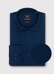 PAKO LORENTE – Gładka elegancka koszula męska w kolorze granatowym. Koszule męskie Pako Lorente, m, bez wzorów, z bawełny, eleganckie, bez kołnierzyka, bez ramiączek. Za 119.99 zł.