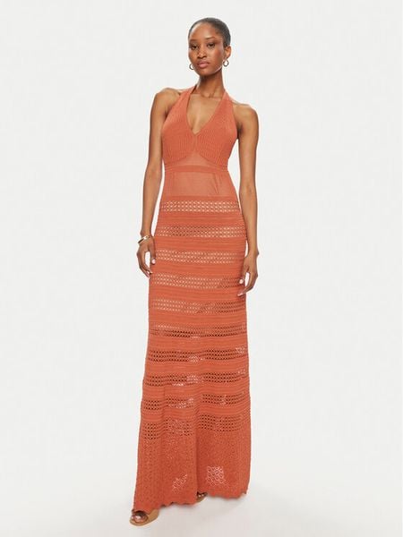 TWINSET Sukienka dzianinowa 241TT3112 Pomarańczowy Regular Fit. Brązowe sukienki damskie Twinset, m, bez wzorów, z dzianiny, bez kołnierzyka, bez ramiączek. Za 759.99 zł.