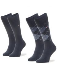Tommy Hilfiger Skarpety długie 100001495 Granatowy. Niebieskie skarpety męskie Tommy Hilfiger, bez wzorów, z materiału. Za 39.99 zł.