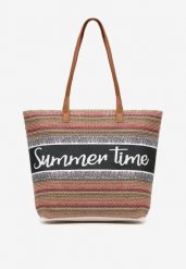 Beżowo-Różowa Torebka Typu Shopper na Plażę z Jedną Komorą Gomeissa. Czerwone shopperki damskie Renee, bez wzorów, z materiału, bez dodatków. Za 39.99 zł.