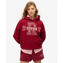 Bluza z kapturem Ath Ess Appliq Relaxed. Czerwone koszulki sportowe damskie Superdry, bez wzorów, z bawełny, bez ramiączek. W wyprzedaży za 294.20 zł.