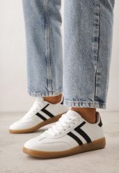 Białe Sneakersy w Stylu Kultowych Tenisówek Genenor. Białe obuwie sportowe damskie Born2be, bez wzorów, z dresówki, bez zapięcia, tenisowe. Za 99.99 zł.