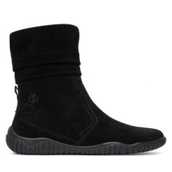 Botki Josef Seibel. Czarne botki damskie Josef Seibel, bez wzorów, bez obcasa, na płaskiej podeszwie, bez zapięcia. Za 599.99 zł.