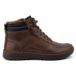 Olivier Buty zimowe męskie trzewiki skórzane 950MP brązowe. Brązowe botki męskie na zimę, bez wzorów, bez obcasa, bez zapięcia. Za 484.00 zł.