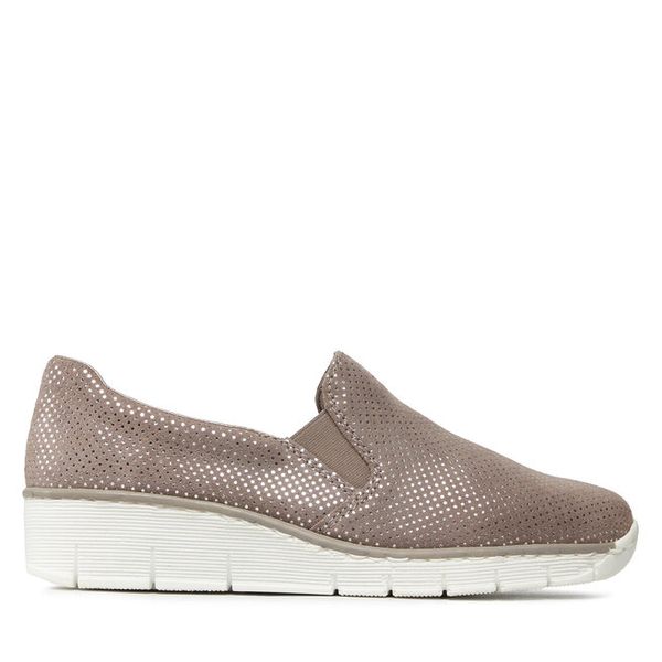 Półbuty Rieker. Białe półbuty damskie Rieker, bez wzorów, bez obcasa, na płaskiej podeszwie, bez zapięcia. Za 179.99 zł.