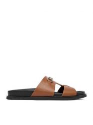 Nine West Klapki CEO-JDNW-05 Brązowy. Brązowe klapki damskie Nine West, bez wzorów, ze skóry, bez obcasa, bez zapięcia. Za 169.99 zł.