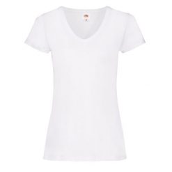 Koszulka Z Dekoltem W Szpic Dla Kobiet. Białe bluzki damskie fruit of the loom, s, bez wzorów, sportowe, bez kołnierzyka, bez ramiączek. Za 29.99 zł.