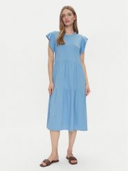 Vila Sukienka codzienna Summer 14087542 Zielony Loose Fit. Zielone sukienki damskie Vila, na co dzień, m, bez wzorów, z bawełny, bez kołnierzyka, bez ramiączek, proste. Za 109.99 zł.