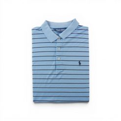 Second life - Polo męskie krótki rękaw golf - Stan dobry. Niebieskie swetry męskie Ralph Lauren, l, bez wzorów, bez kołnierzyka, bez ramiączek. Za 106.46 zł.