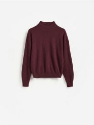 Sweter z wełny merino - mahoniowy. Brązowe swetry nierozpinane damskie Reserved, l, bez wzorów, z wełny, bez kołnierzyka, bez ramiączek. Za 259.99 zł.