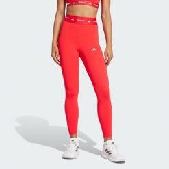 Legginsy TECHFIT 7/8. Czerwone legginsy damskie Adidas, bez wzorów, z materiału. W wyprzedaży za 99.50 zł.