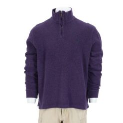 Second life - Polo Ralph Lauren sweter męski z półzamkiem camionneur - Jak nowy. Fioletowe swetry męskie Ralph Lauren, l, bez wzorów, z materiału, klasyczne, bez kołnierzyka, bez ramiączek. Za 255.56 zł.
