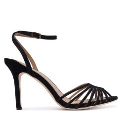 Sandały LAUREN RALPH LAUREN. Czarne sandały damskie Lauren Ralph Lauren, bez wzorów, bez obcasa, na szpilce, bez zapięcia. Za 769.99 zł.