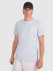 4F T-shirt regular z nadrukiem męski - niebieski XL. Niebieskie t-shirty męskie 4F, m, bez wzorów, z bawełny, bez kołnierzyka, bez ramiączek. Za 69.99 zł.