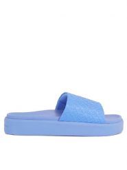 Tommy Hilfiger Klapki Th Platform Pool Slide FW0FW07855 Niebieski. Niebieskie klapki damskie Tommy Hilfiger, bez wzorów, ze skóry, bez obcasa, bez zapięcia. Za 169.99 zł.