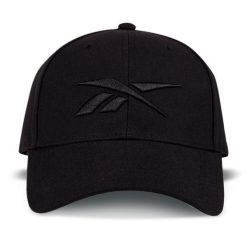 Czapka z daszkiem Reebok Vector. Czarne czapki damskie Reebok, bez wzorów, z materiału, sportowe. Za 69.99 zł.