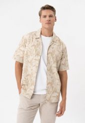 Koszula z wzorem, Comfort Fit, C-STIM. Brązowe koszule męskie Volcano, na lato, m, bez wzorów, z materiału, klasyczne, bez kołnierzyka, bez ramiączek. Za 109.99 zł.