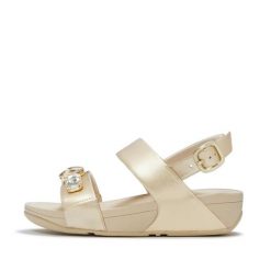 Damskie sandały na koturnie FitFlop Lulu Ultra-Jewel Metallic. Szare sandały damskie FIT FLOP, bez wzorów, bez obcasa, na koturnie, bez zapięcia. Za 678.50 zł.