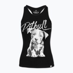 Tank top damski Pitbull Puppy. Czarne topy damskie PITBULL, m, bez wzorów, sportowe, bez kołnierzyka, bez ramiączek. Za 79.99 zł.