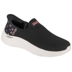 Buty sportowe Sneakersy damskie, Slip-Ins: GO WALK Flex - Sunset Rose. Białe obuwie sportowe damskie Skechers, bez wzorów, bez zapięcia, trekkingowe. Za 399.99 zł.