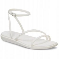 Sandały dla Kobiet Crocs Miami Ankle Strap Sandal. Białe sandały damskie Crocs, bez wzorów, z materiału, bez obcasa, na obcasie, bez zapięcia. Za 199.99 zł.