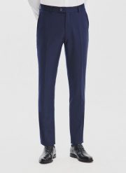 PAKO LORENTE – Granatowe spodnie garniturowe z wełną. Eleganckie spodnie męskie Pako Lorente, bez wzorów, z poliesteru, biznesowe. Za 549.99 zł.