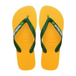 Klapki Havaianas Model 4110850 Kolor żółty. Zielone klapki męskie Havaianas, bez wzorów, z gumy, bez zapięcia. Za 133.15 zł.