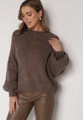 Jasnobrązowy Kardigan Oversize z Wełną Zdobiony Kokardkami Eleathalie. Brązowe kardigany damskie Born2be, z aplikacjami, z jeansu, eleganckie, bez kołnierzyka. Za 139.99 zł.