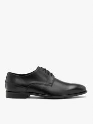 Czarne półbuty ze skóry licowej eleganckie sznurowane. Czarne półbuty męskie Ryłko, bez wzorów, z jeansu, bez obcasa, bez zapięcia. Za 429.99 zł.