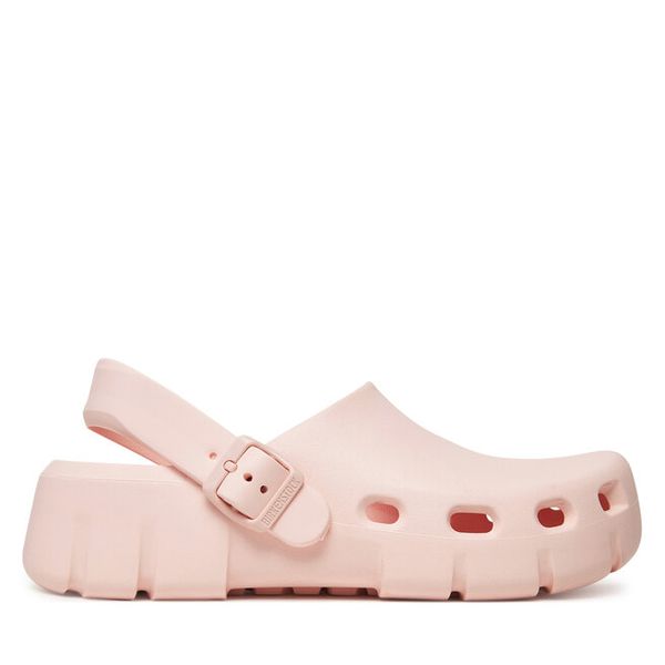 Klapki Birkenstock. Czerwone klapki damskie Birkenstock, bez wzorów, bez obcasa, bez zapięcia. Za 249.99 zł.