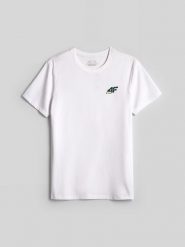 4F T-shirt slim gładki męski - biały XXL. Białe t-shirty męskie 4F, l, bez wzorów, z bawełny, bez kołnierzyka, bez ramiączek. Za 69.99 zł.