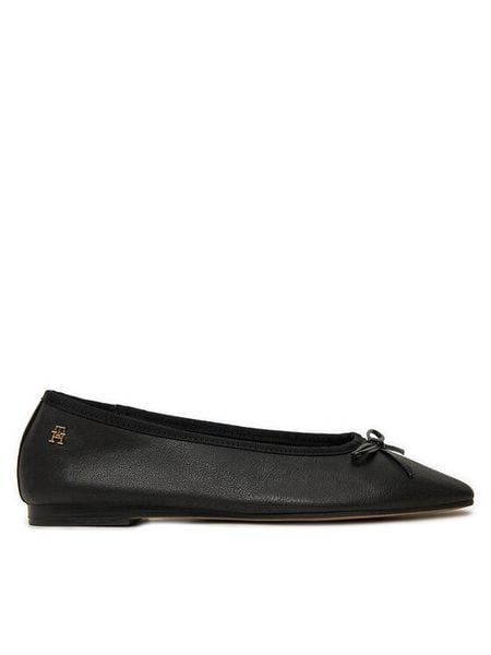 Tommy Hilfiger Baleriny Soft Leather FW0FW08355 Czarny. Czarne balerinki damskie Tommy Hilfiger, bez wzorów, ze skóry, bez obcasa, bez zapięcia. Za 239.99 zł.