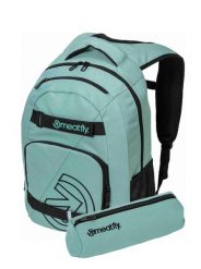 Plecak na co dzień z przegrodą na laptopa 24L – zielony Meatfly + piórnik. Zielone plecaki męskie Meatfly, bez wzorów, z materiału, biznesowe. Za 237.99 zł.