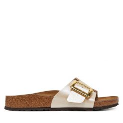 Klapki Birkenstock. Klapki damskie Birkenstock, bez wzorów, bez obcasa, bez zapięcia. Za 349.99 zł.