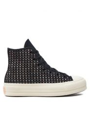 Converse Trampki Chuck Taylor All Star Lift Platform Crochet A09829C Czarny. Czarne trampki i tenisówki damskie Converse, bez wzorów, z materiału, bez zapięcia. Za 289.99 zł.