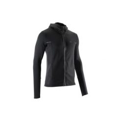 Kurtka do biegania męska RUN WARM+ czarna. Czarne kurtki męskie KALENJI, m, bez wzorów, z elastanu, bez kaptura. Za 119.99 zł.