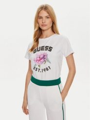 Guess T-Shirt Peony V4YI15 J1314 Biały Regular Fit. Białe t-shirty damskie Guess, s, z aplikacjami, z bawełny, bez kołnierzyka, bez ramiączek. Za 89.99 zł.