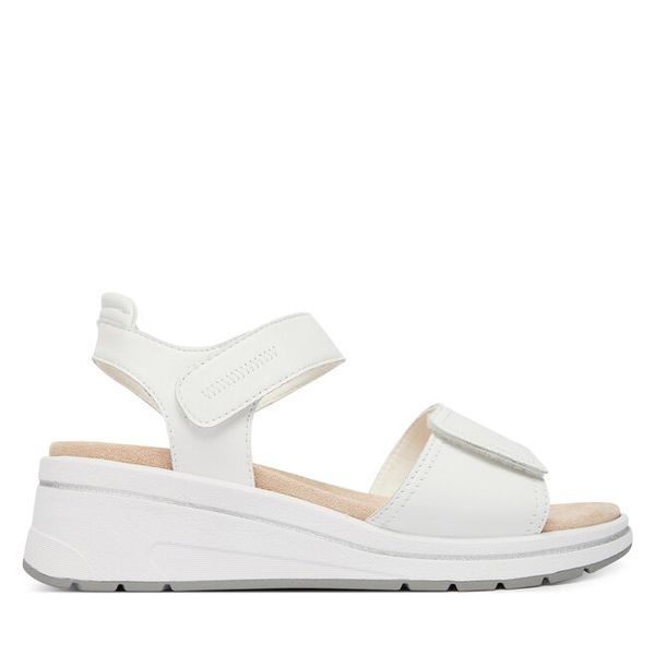 Sandały Caprice. Białe sandały damskie Caprice, bez wzorów, bez obcasa, na koturnie, bez zapięcia. Za 281.99 zł.