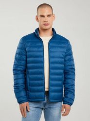 Kurtka męska pikowana z kapturem niebieska Acarf 402. Niebieskie kurtki sportowe męskie BIG STAR, l, bez wzorów, z kapturem. Za 359.99 zł.