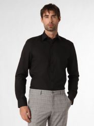 Finshley & Harding Koszula łatwa w prasowaniu Mężczyźni Slim Fit Bawełna czarny kołnierzyk kent, 40. Czarne koszule męskie Finshley & Harding, m, bez wzorów, z bawełny, eleganckie, bez kołnierzyka, bez ramiączek. Za 179.95 zł.