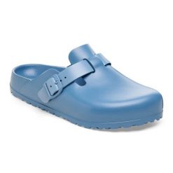 Klapki Birkenstock Boston Eva W 1027259 niebieskie. Niebieskie klapki damskie bez wzorów, z tworzywa sztucznego, casualowe, bez obcasa, bez zapięcia. Za 458.41 zł.