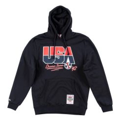 Bluza USA 1992 usa dream team hooded. Czarne bluzy męskie Mitchell & Ness, bez wzorów, bez kaptura, do koszykówki. Za 397.50 zł.