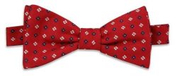 Czerwona Wiązana Mucha -EM Men's Accessories- Męska, w Biało-Granatowe Kwiatki. Czerwone krawaty i muchy Em men's accessories, bez wzorów, eleganckie. Za 59.99 zł.