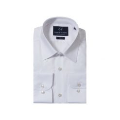 KOSZULA WHITE CLASSIC. Białe koszule męskie Guns&tuxedos, m, bez wzorów, klasyczne, bez kołnierzyka, bez ramiączek. Za 139.99 zł.