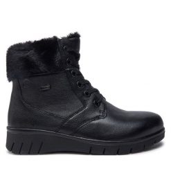 Botki Caprice. Czarne botki damskie Caprice, bez wzorów, bez obcasa, na płaskiej podeszwie, bez zapięcia. Za 549.99 zł.