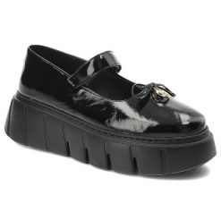 Czarne Półbuty Karino Eleganckie Obuwie Damskie Na Platformie. Czarne półbuty damskie Karino, bez wzorów, ze skóry, eleganckie, bez obcasa, na platformie, bez zapięcia. Za 469.00 zł.