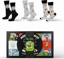 Soxo Rick and Morty wesołe Święta Boże Narodzenie Prezent Zestaw 6x Kolorowe Męskie Skarpetki SOXO 4045. Skarpety męskie Soxo, bez wzorów. Za 89.99 zł.