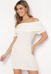Jasnobeżowa Elastyczna Sukienka Mini Hiszpanka o Taliowanym Kroju Arivens. Brązowe sukienki damskie Born2be, bez wzorów, bez kołnierzyka, bez ramiączek, mini. Za 109.99 zł.