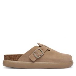 Klapki Scholl. Brązowe klapki damskie Scholl, bez wzorów, bez obcasa, bez zapięcia. Za 463.99 zł.